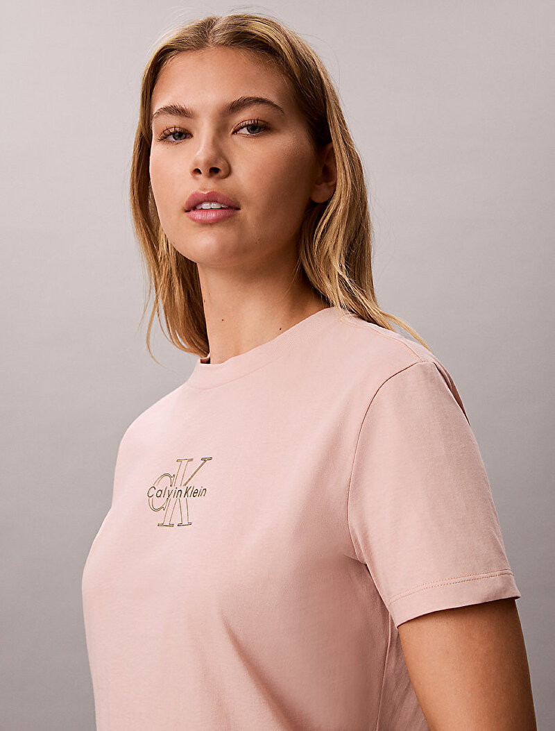 Calvin Klein Turuncu Renkli Kadın Classic Foil T-shirt