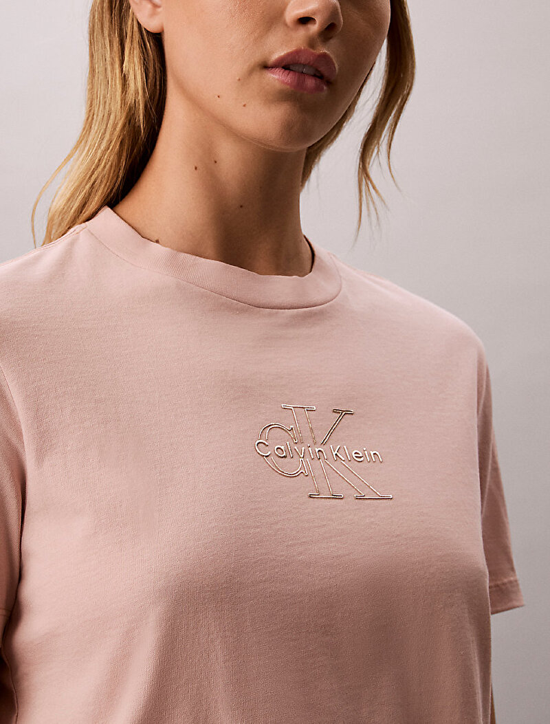 Calvin Klein Turuncu Renkli Kadın Classic Foil T-shirt