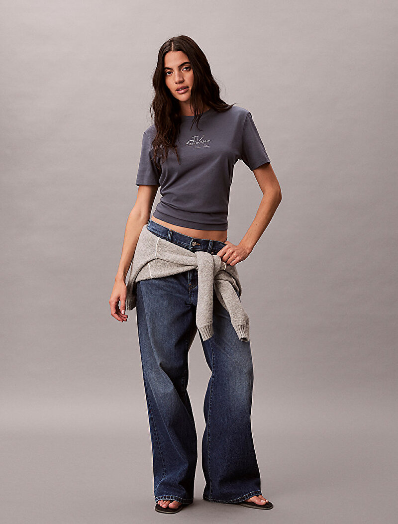 Calvin Klein Gri Renkli Kadın Classic Foil T-shirt