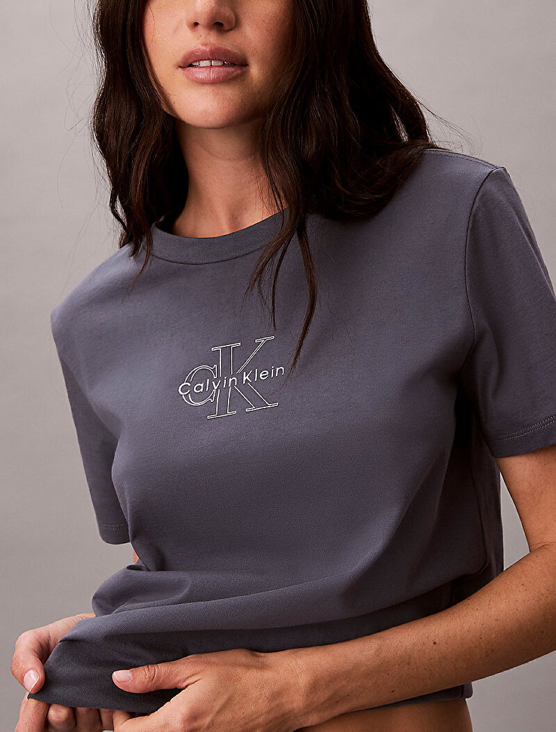 Calvin Klein Gri Renkli Kadın Classic Foil T-shirt