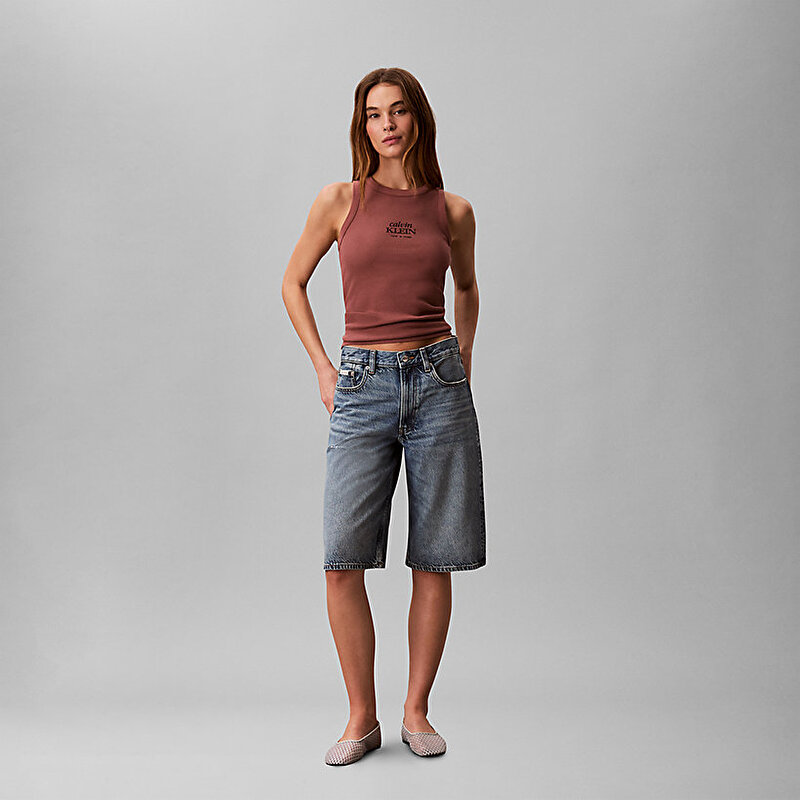 Calvin Klein Kahverengi Renkli Kadın Rib Tank Top