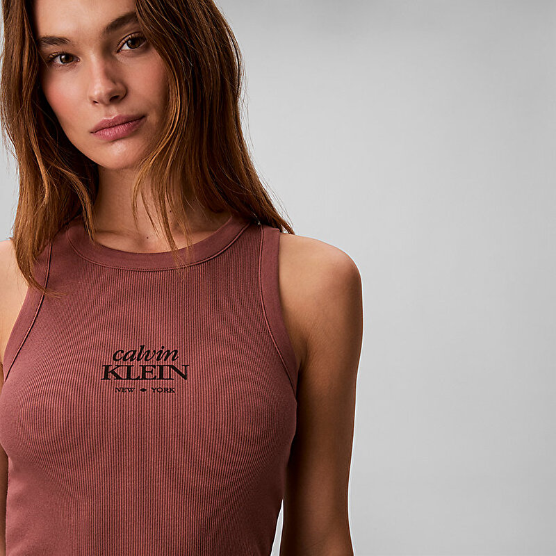 Calvin Klein Kahverengi Renkli Kadın Rib Tank Top
