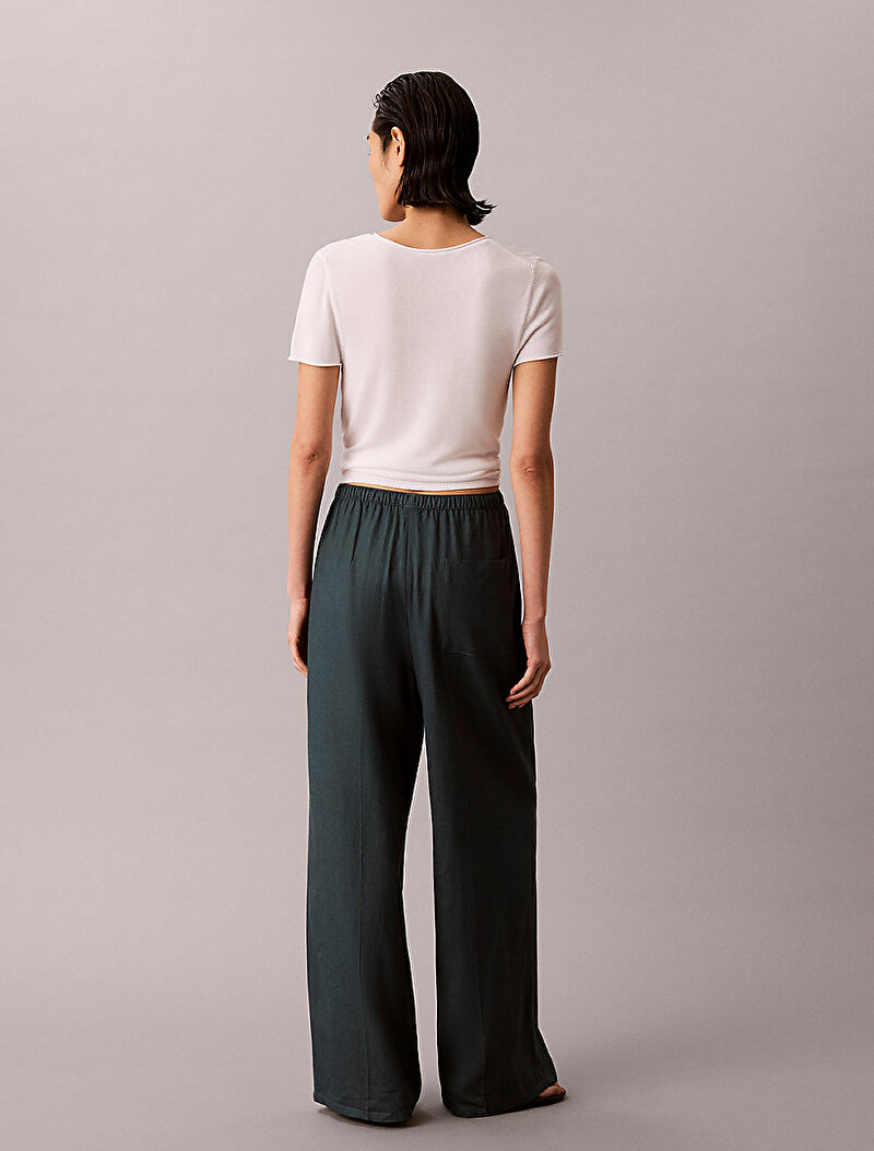 Calvin Klein Mavi Renkli Kadın Linen Weekend Casual Pantolon