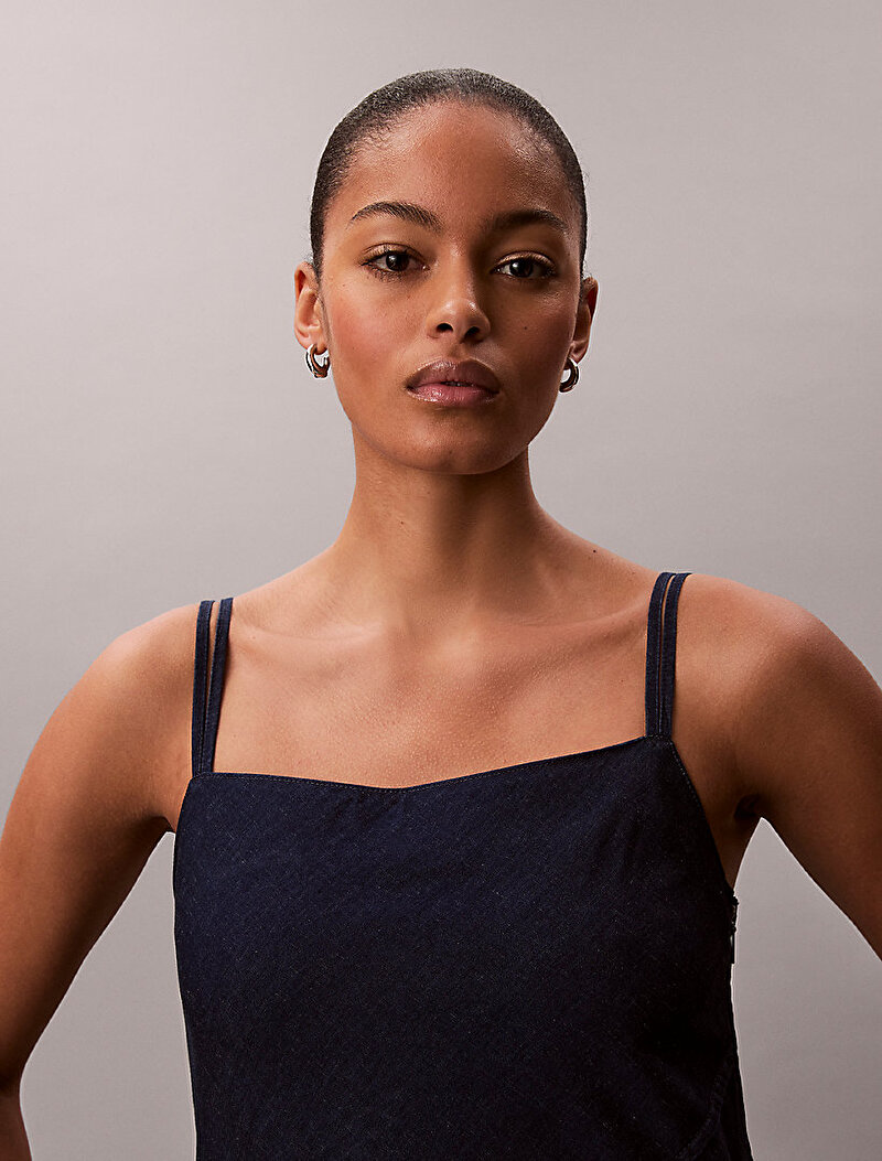 Calvin Klein Mavi Renkli Kadın Bias Cut Soft Denim Elbise