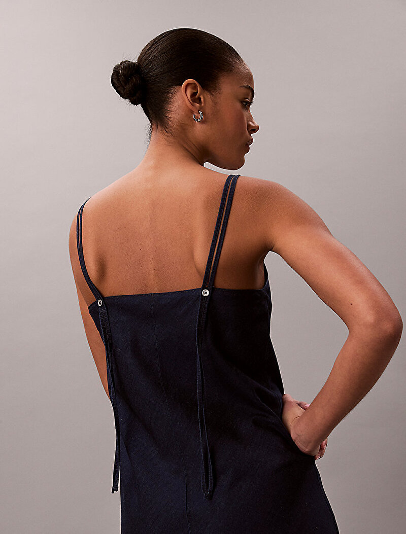 Calvin Klein Mavi Renkli Kadın Bias Cut Soft Denim Elbise