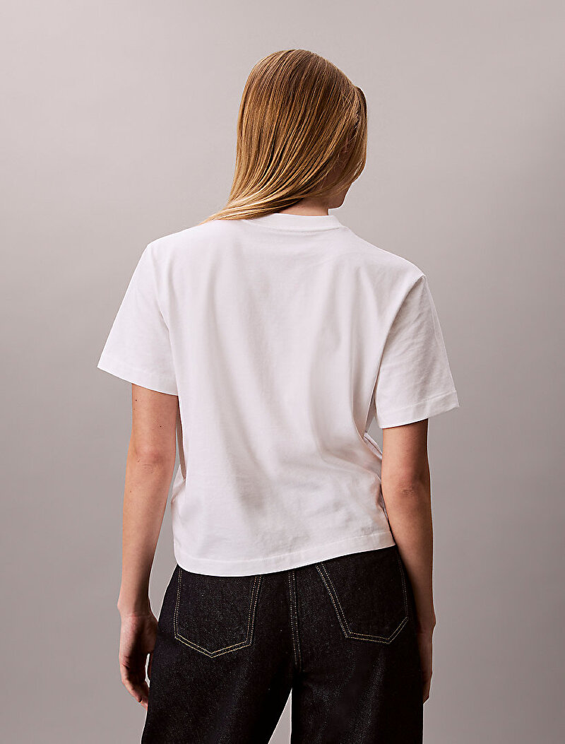 Calvin Klein Beyaz Renkli Kadın Graphic Boxy T-shirt