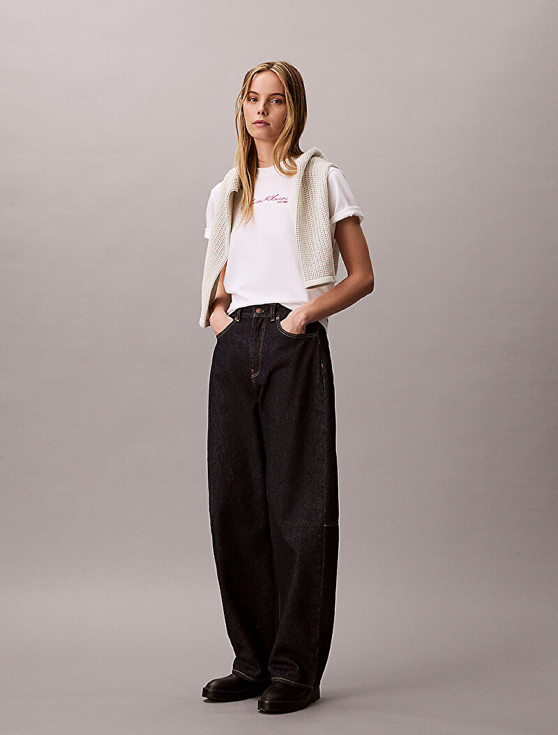 Calvin Klein Beyaz Renkli Kadın Graphic Boxy T-shirt