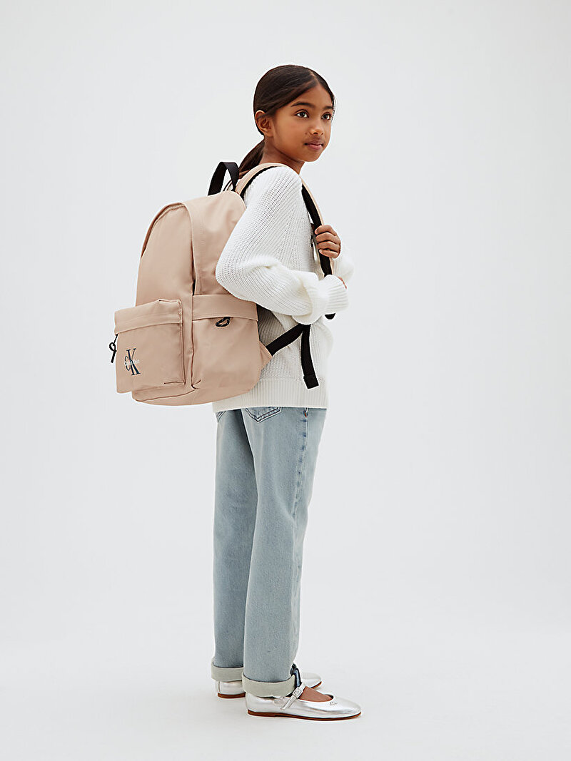 Calvin Klein Bej Renkli Çocuk Unisex Solid Monologo Sırt Çantası