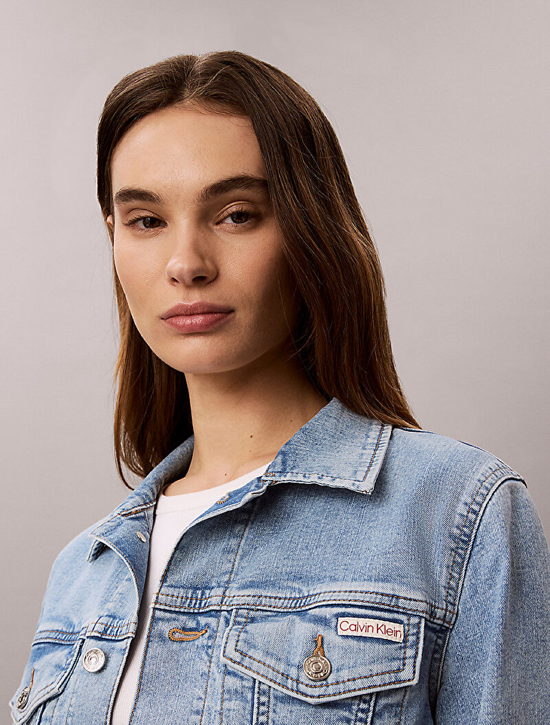 Calvin Klein Mavi Renkli Kadın Classic Trucker Denim Ceket