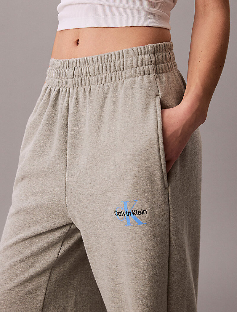 Calvin Klein Gri Renkli Kadın French Terry Eşofman Altı