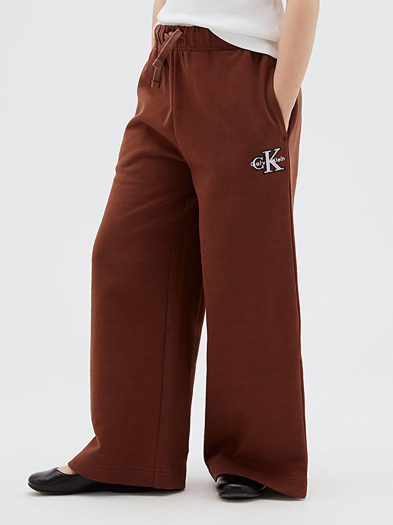 Calvin Klein Kahverengi Renkli Kız Çocuk Monologo Wide Leg Eşofman Altı