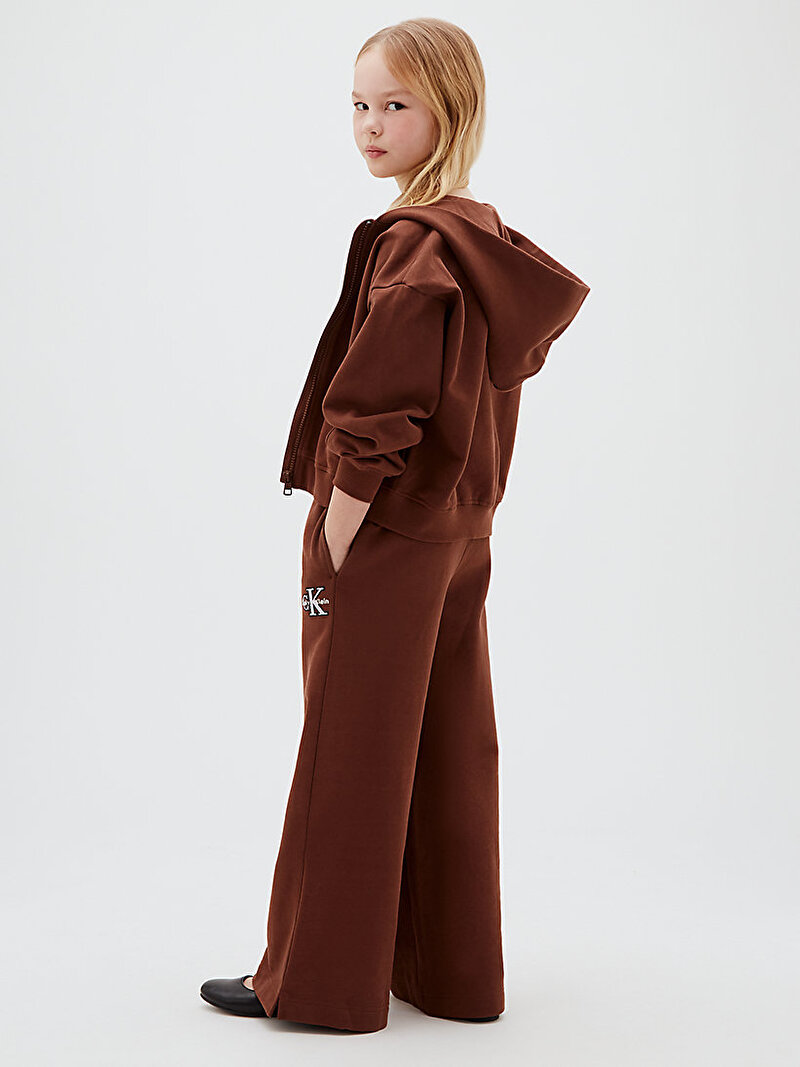 Calvin Klein Kahverengi Renkli Kız Çocuk Monologo Wide Leg Eşofman Altı