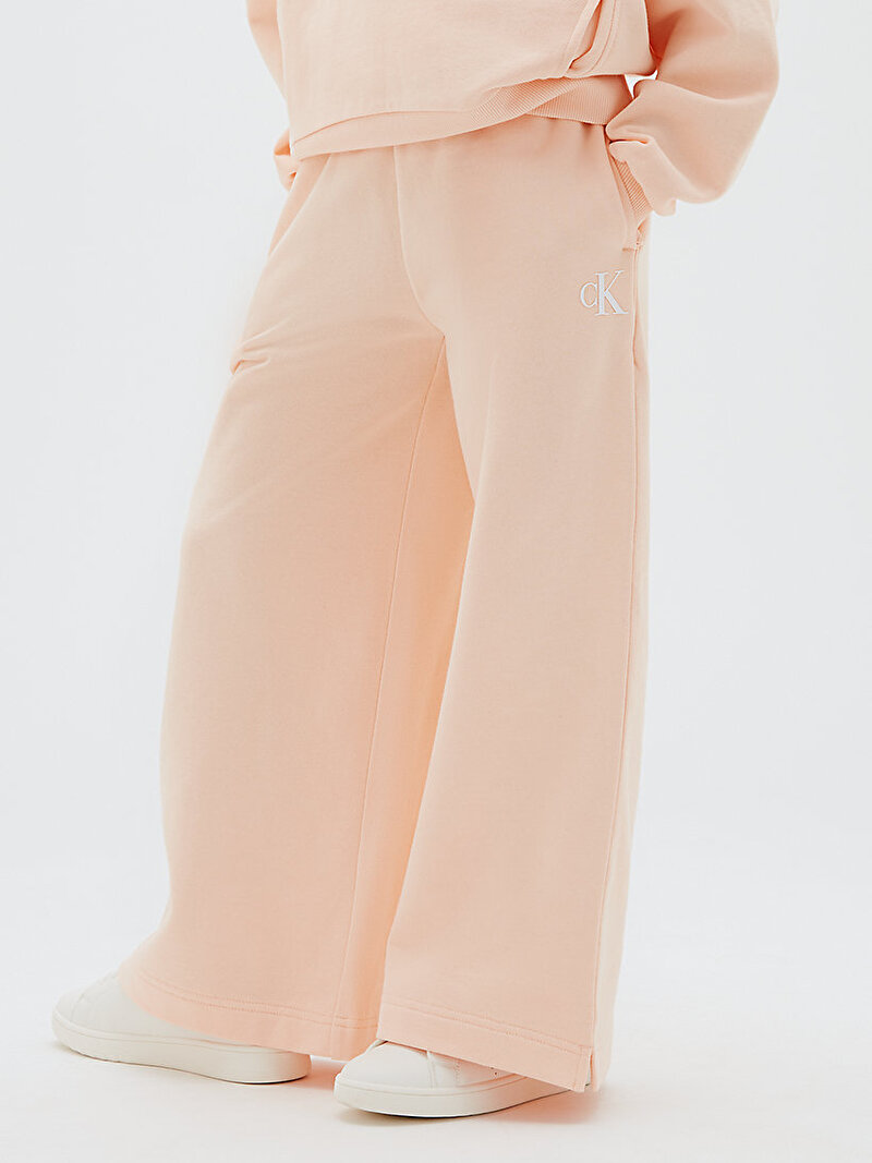 Calvin Klein Pembe Renkli Kız Çocuk CK Logo Wide Leg Eşofman Altı