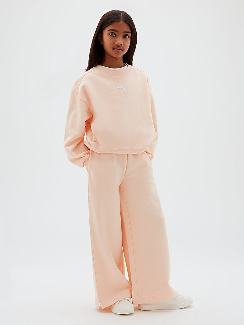 Calvin Klein Pembe Renkli Kız Çocuk CK Logo Wide Leg Eşofman Altı