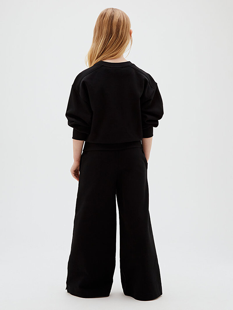 Calvin Klein Siyah Renkli Kız Çocuk CK Logo Wide Leg Eşofman Altı