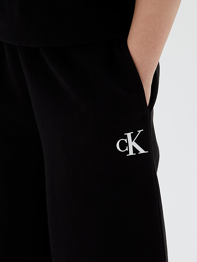 Calvin Klein Siyah Renkli Kız Çocuk CK Logo Wide Leg Eşofman Altı