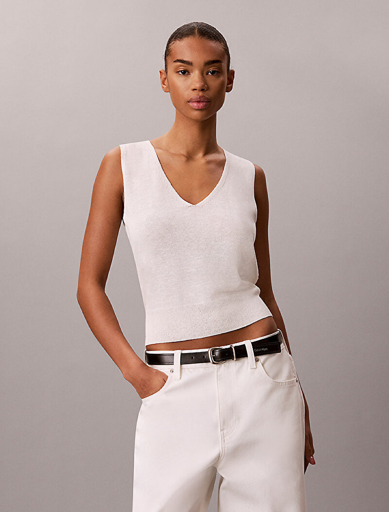 Kadın Linen Blend Tank Top
