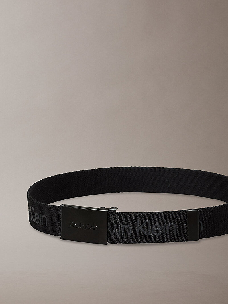 Calvin Klein Siyah Renkli Çocuk Unisex Calvin Logo Canvas Kemer