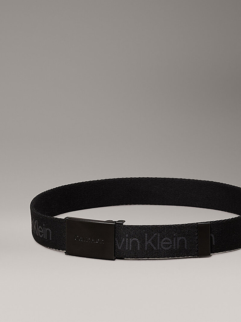 Calvin Klein Siyah Renkli Çocuk Unisex Calvin Logo Canvas Kemer