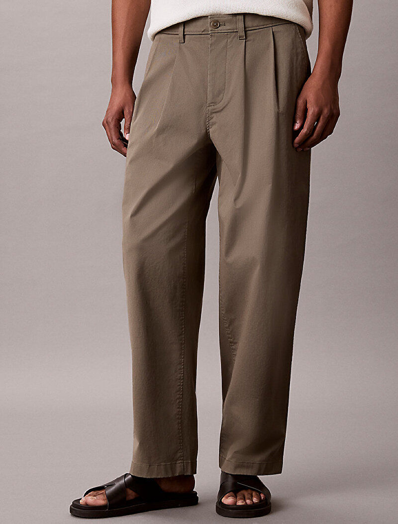 Calvin Klein Yeşil Renkli Erkek Washed Comfort Cotton Pantolon
