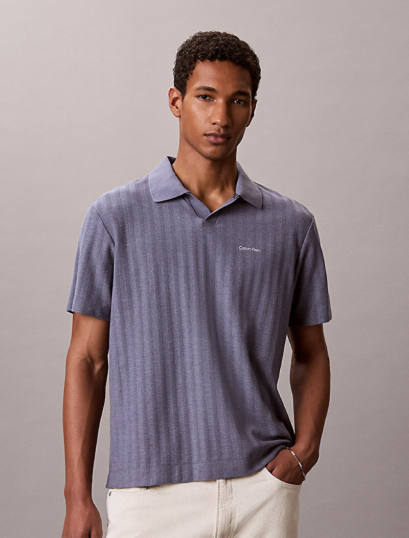 Calvin Klein Mavi Renkli Erkek Easy Vertical Polo T-shirt