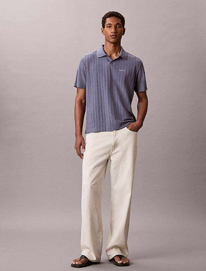 Calvin Klein Mavi Renkli Erkek Easy Vertical Polo T-shirt