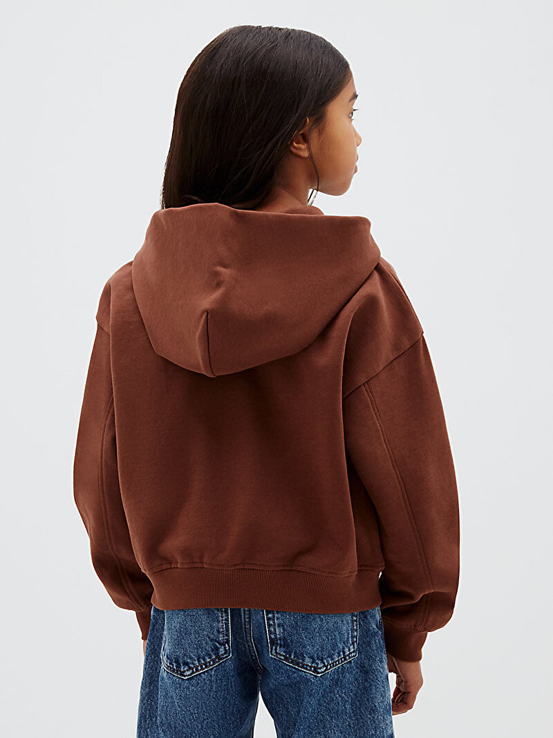 Calvin Klein Kahverengi Renkli Kız Çocuk Terry Monologo Sweatshirt