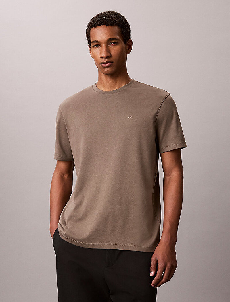 Calvin Klein Yeşil Renkli Erkek Supima Chest T-shirt