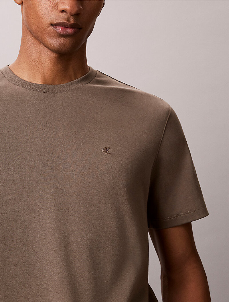 Calvin Klein Yeşil Renkli Erkek Supima Chest T-shirt