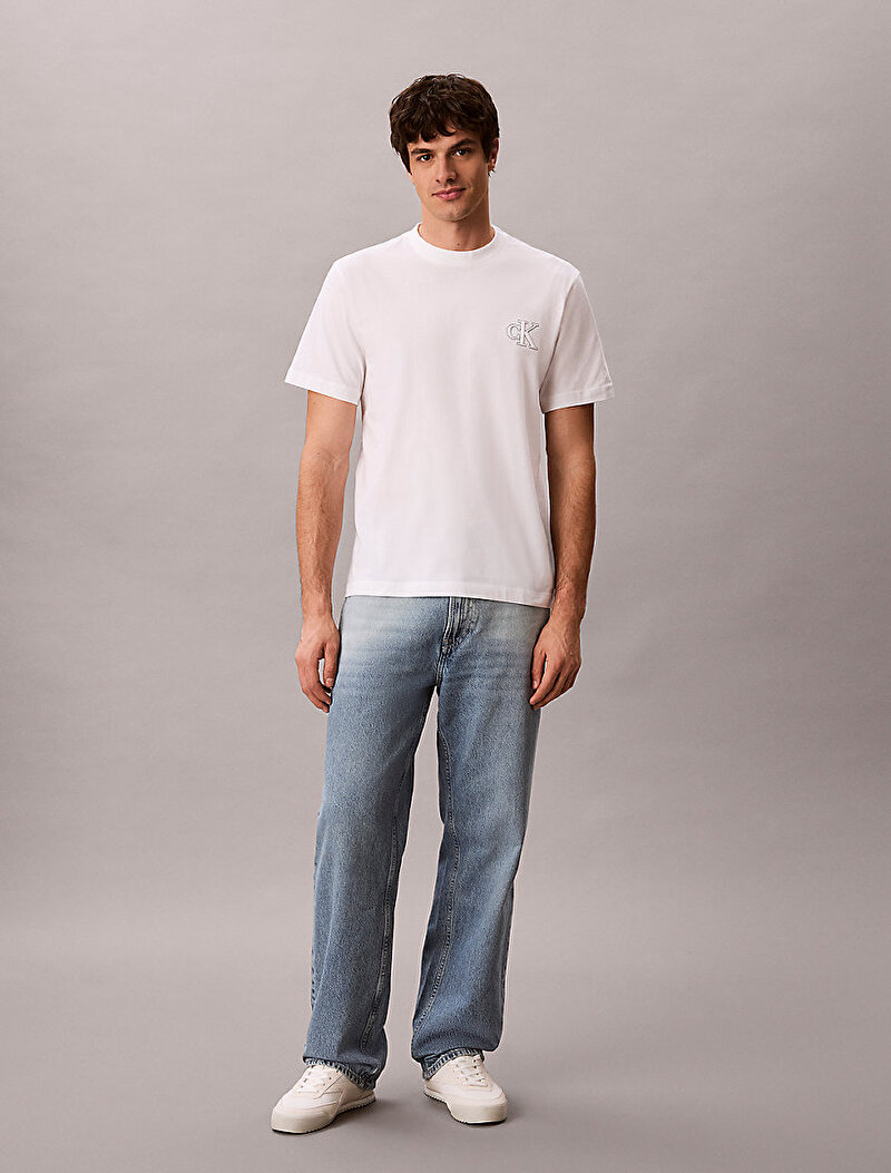Calvin Klein Beyaz Renkli Erkek 30s Jersey T-shirt
