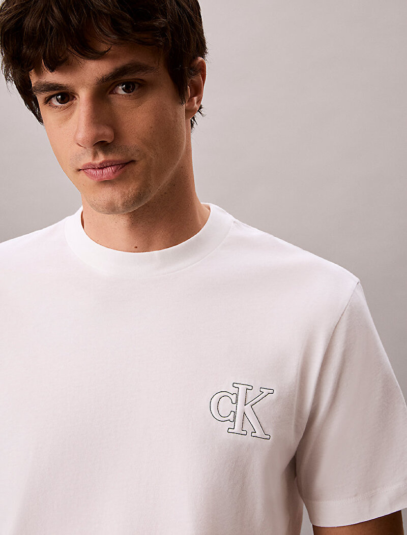 Calvin Klein Beyaz Renkli Erkek 30s Jersey T-shirt