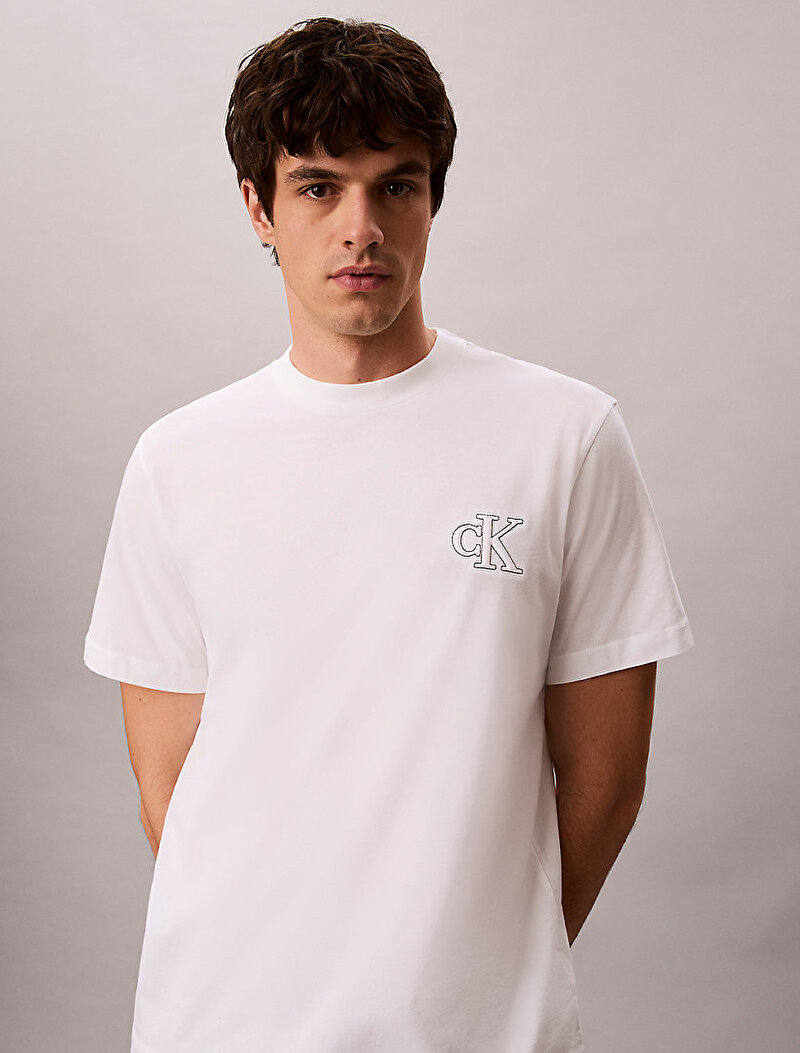 Calvin Klein Beyaz Renkli Erkek 30s Jersey T-shirt
