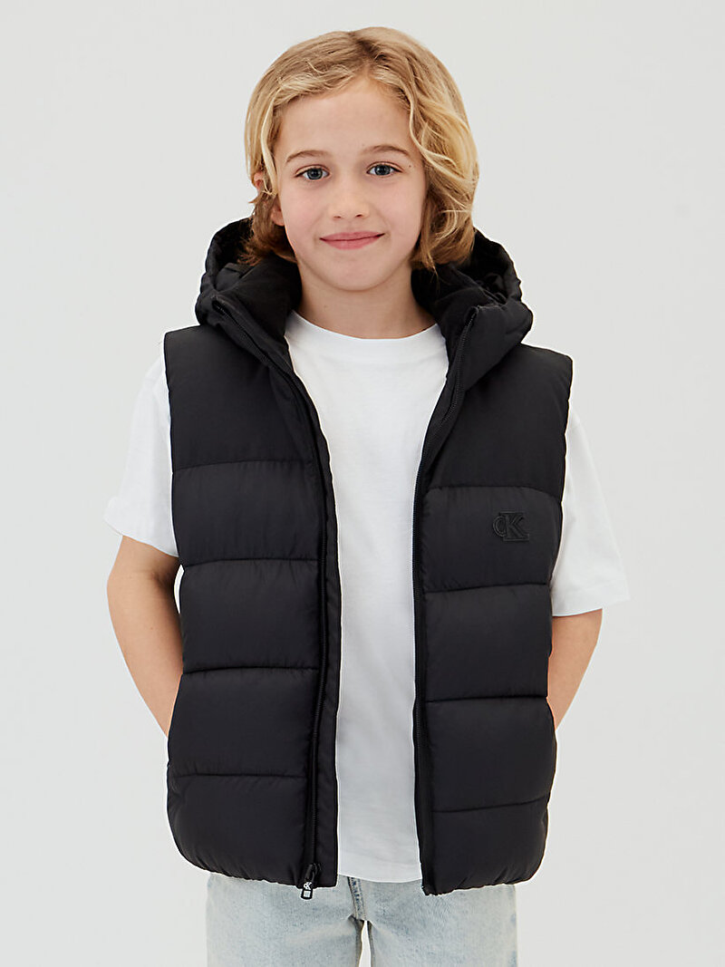Calvin Klein Siyah Renkli Erkek Çocuk CK Tonal Block Padded Yelek