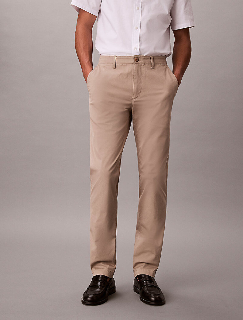 Calvin Klein Bej Renkli Erkek Slim Comfort Cotton Pantolon