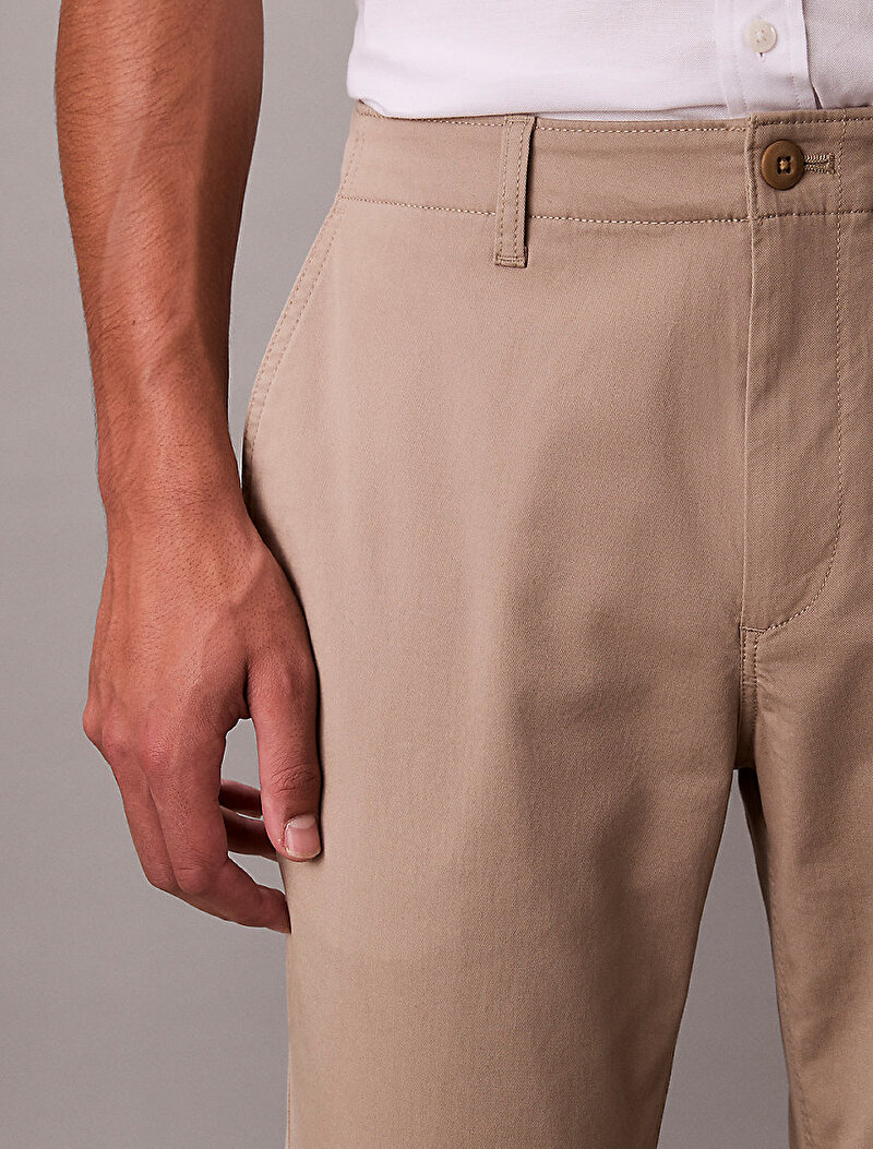 Calvin Klein Bej Renkli Erkek Slim Comfort Cotton Pantolon