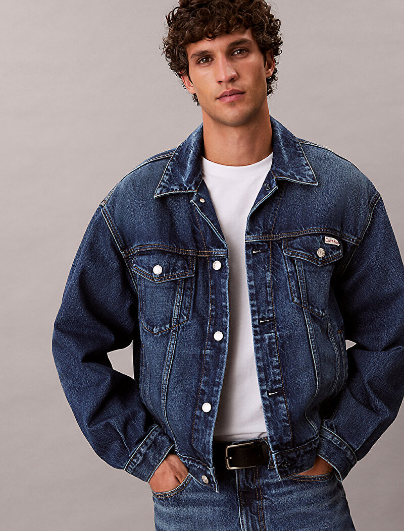 Calvin Klein Kırmızı Renkli Erkek 90s Horizon Trucker Denim Ceket
