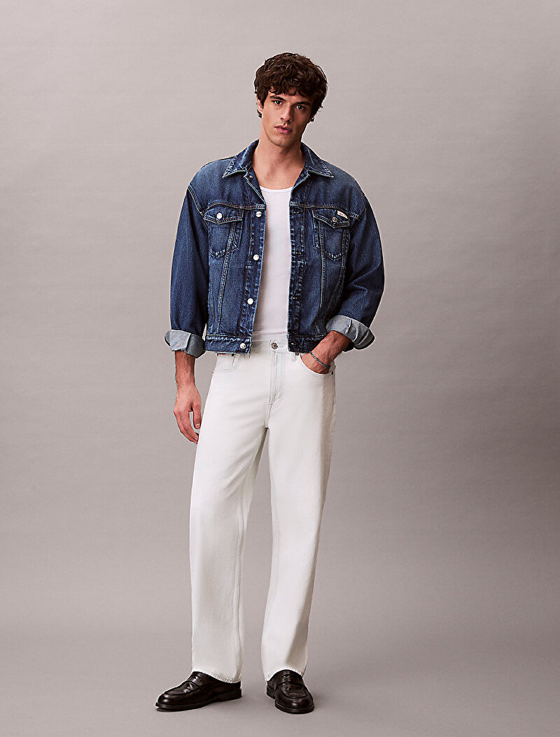 Erkek 90s Straight Bleach Jean Pantolon
