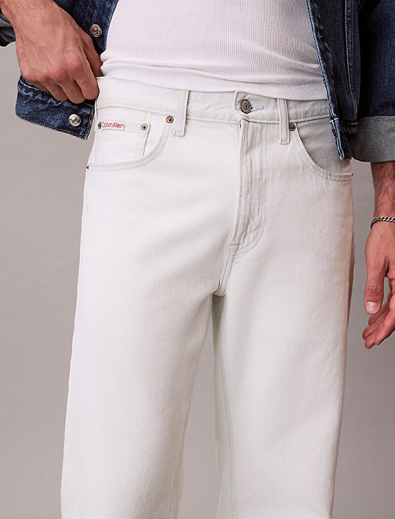 Calvin Klein Mavi Renkli Erkek 90s Straight Bleach Jean Pantolon