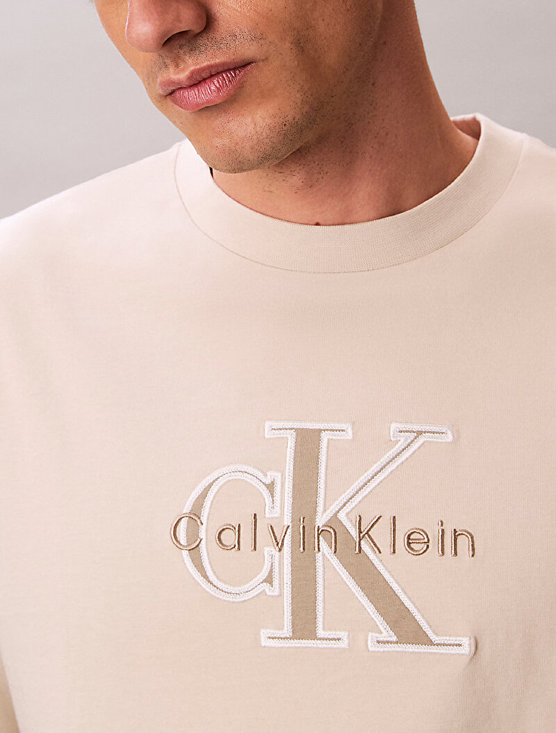 Calvin Klein Beyaz Renkli Erkek 16s Elevatd Mono T-shirt