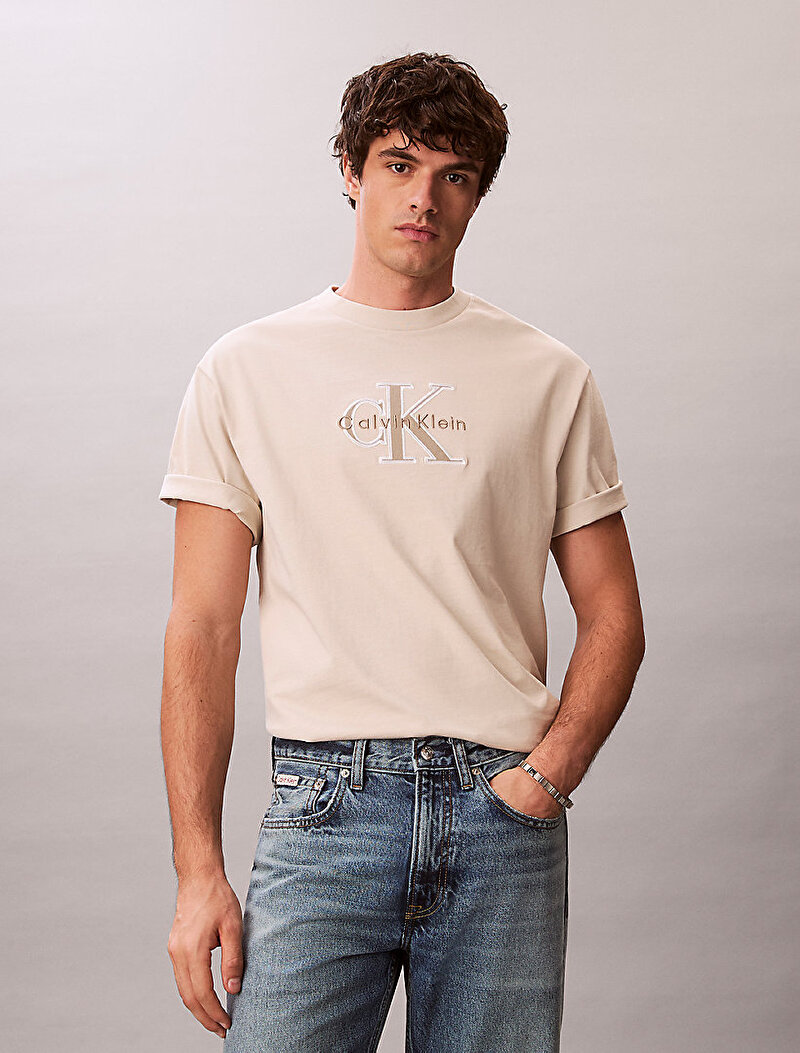 Calvin Klein Beyaz Renkli Erkek 16s Elevatd Mono T-shirt