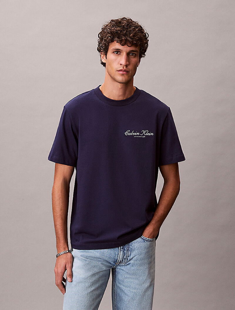 Calvin Klein Mavi Renkli Erkek 20s March Graphic T-shirt