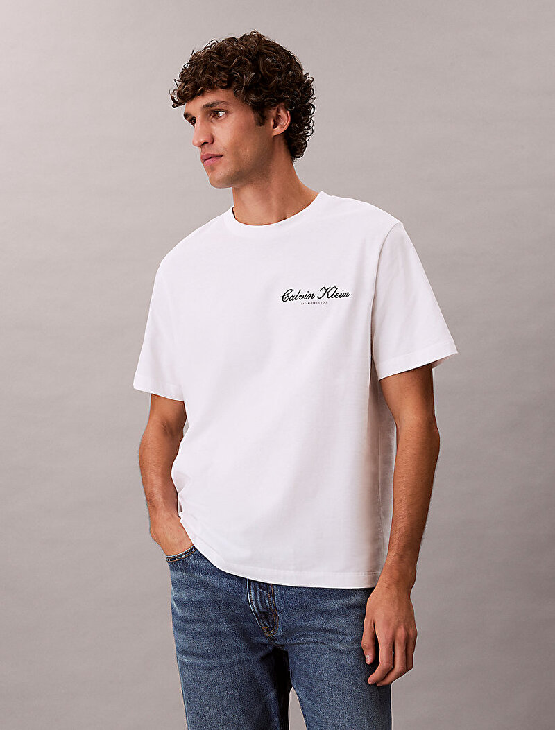 Calvin Klein Beyaz Renkli Erkek 20s March Graphic T-shirt