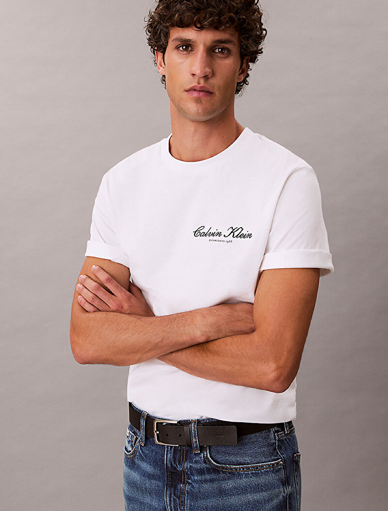Calvin Klein Beyaz Renkli Erkek 20s March Graphic T-shirt
