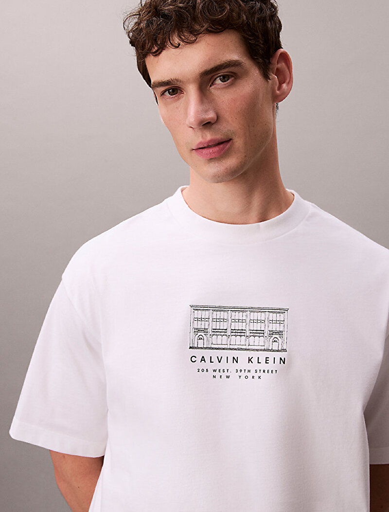 Calvin Klein Beyaz Renkli Erkek 16s March Graphic T-shirt
