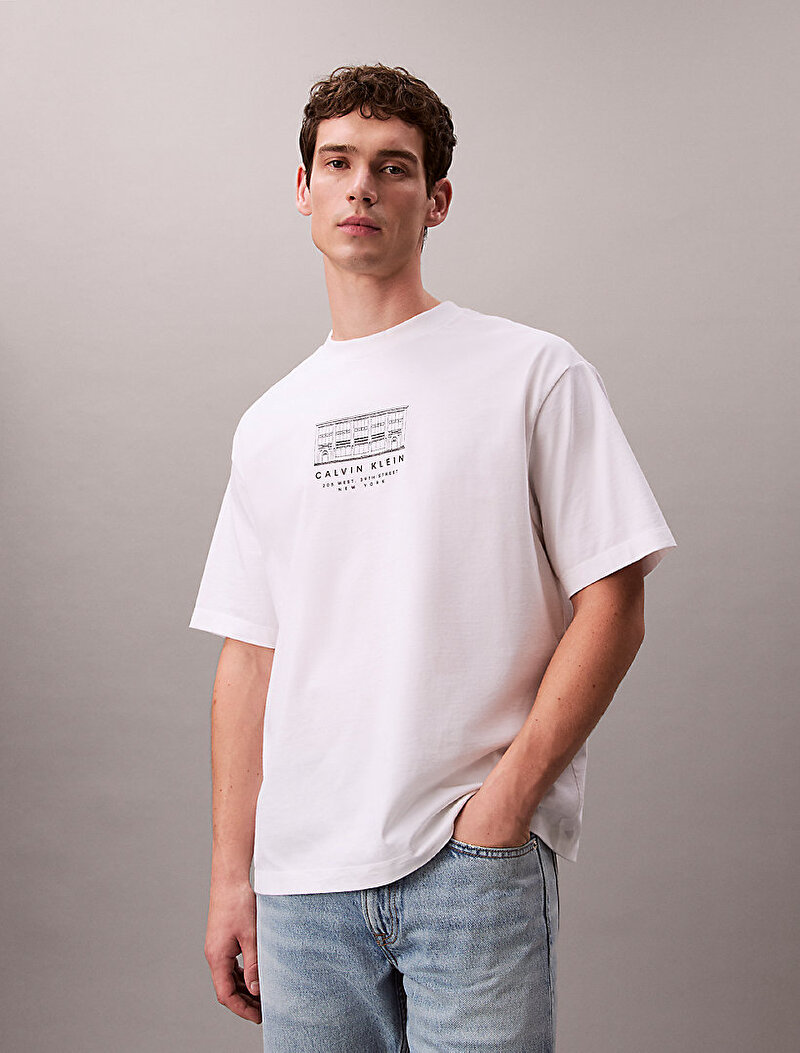 Calvin Klein Beyaz Renkli Erkek 16s March Graphic T-shirt