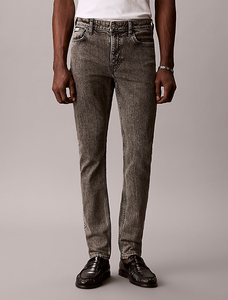 Calvin Klein Gri Renkli Erkek Slim Taper Oyster Jean Pantolon