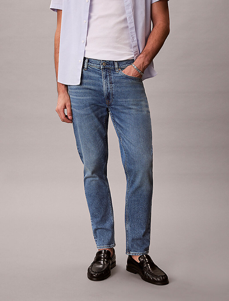 Calvin Klein Mavi Renkli Erkek Classic Taper Klein Jean Pantolon