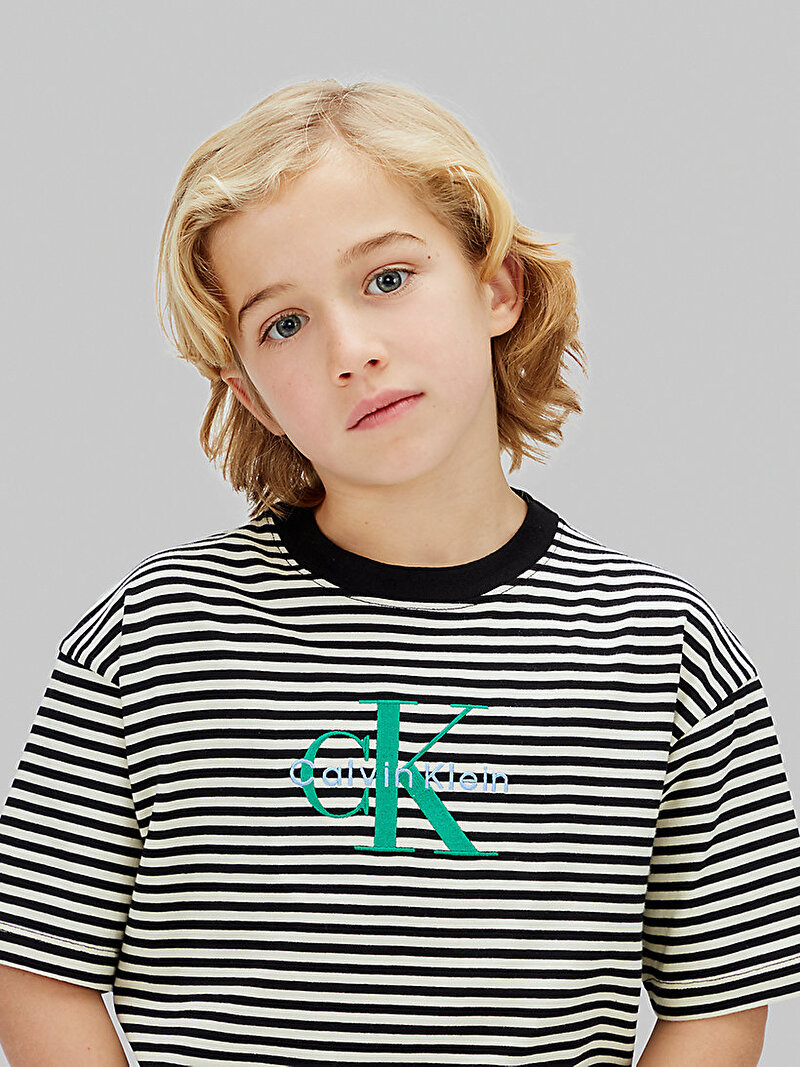 Calvin Klein Siyah Renkli Erkek Çocuk Stripe T-shirt