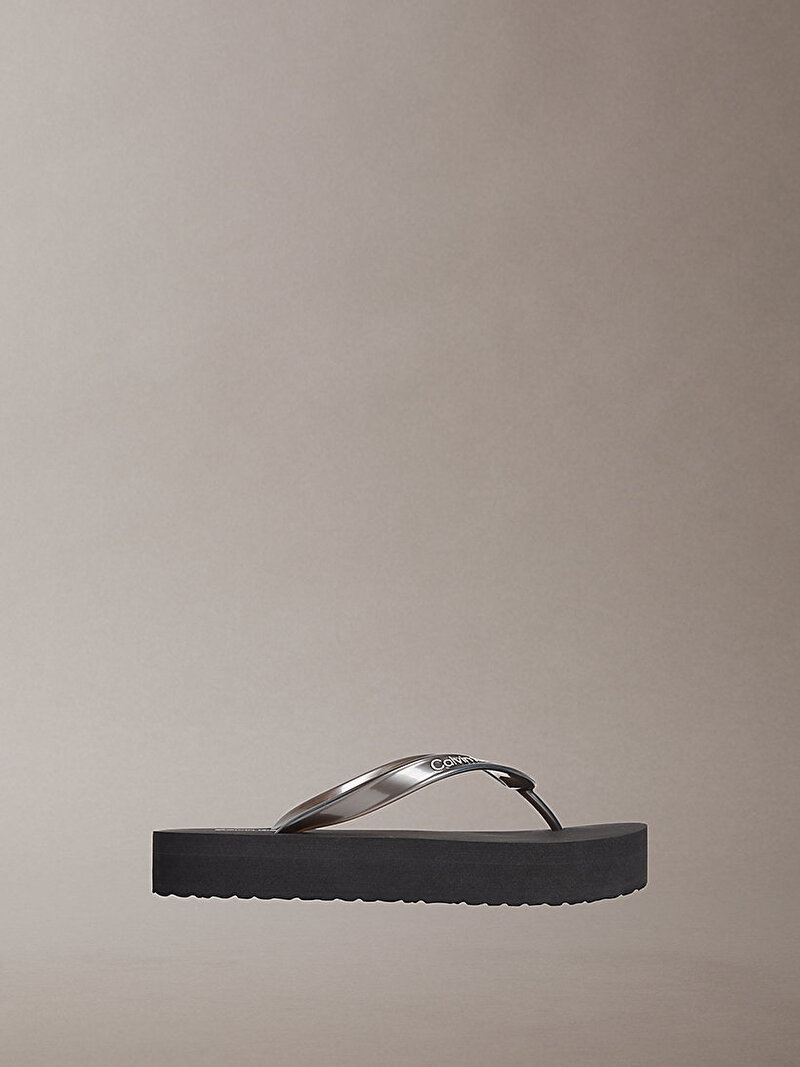 Calvin Klein Siyah Renkli Kadın Flatform Plaj Terliği