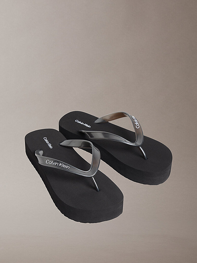 Calvin Klein Siyah Renkli Kadın Flatform Plaj Terliği